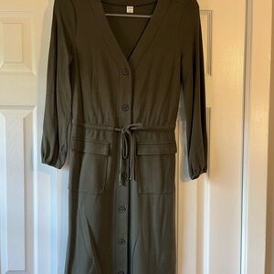 Old Navy Olive Green Button-Front Dress